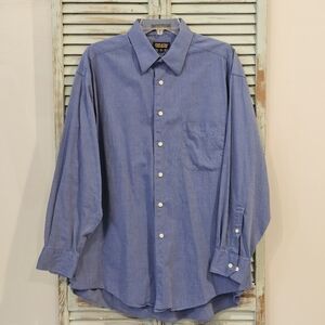 JOSEPH & FEISS INTERNATIONAL BUTTON UP DRESS SHIRT Men's 16.5 32-33 Blue Preppy